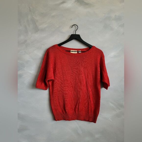 ELLEN TRACEY VINTAGE SILK KNIT LIGHTWEIGHT SWEATER TOP SIZE M RED - Picture 1 of 14
